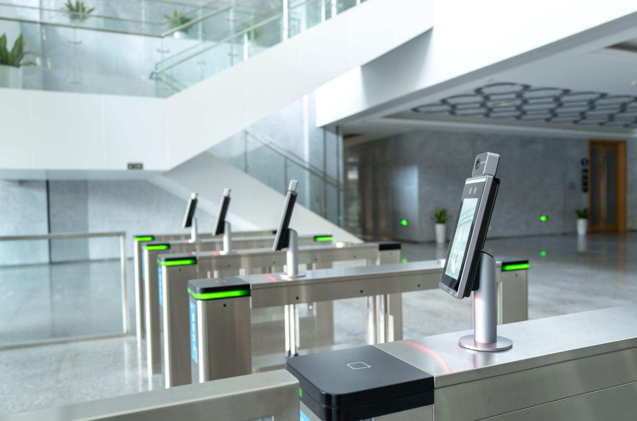 EliteEntry access control turnstiles in a modern building